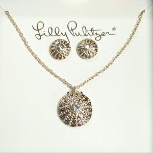 Lilly Pulitzer Boxed Earrings & Necklace Low Tide Navy NEW